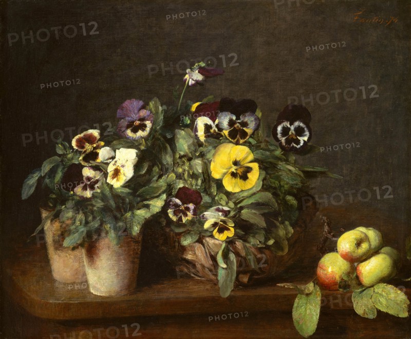 Still Life with Pansies, 1874. Creator: Henri Fantin-Latour.