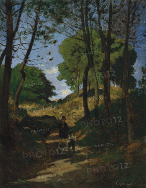 Fir Trees in Les Trembleaux, near Marlotte (Sapins aux Trembleaux à Marlotte), 1854. Creator: Henri-Joseph Harpignies.