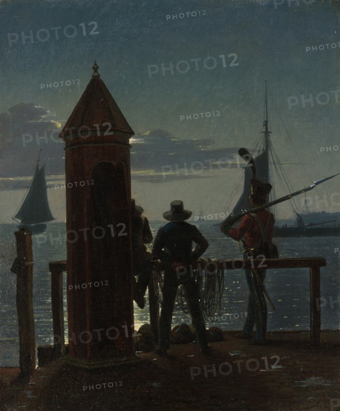View from the Citadel Ramparts in Copenhagen by Moonlight, 1839. Creator: Martinus Rørbye.