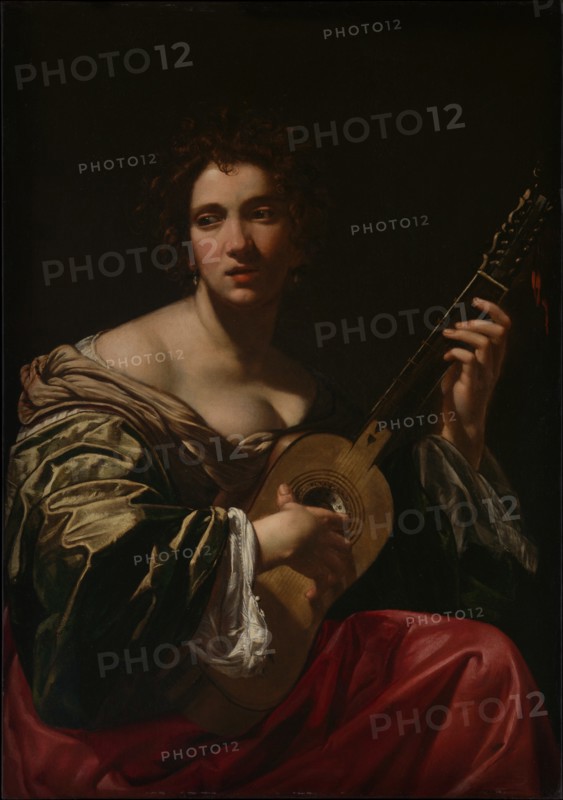 Woman Playing a Guitar, ca. 1618. Creator: Simon Vouet.