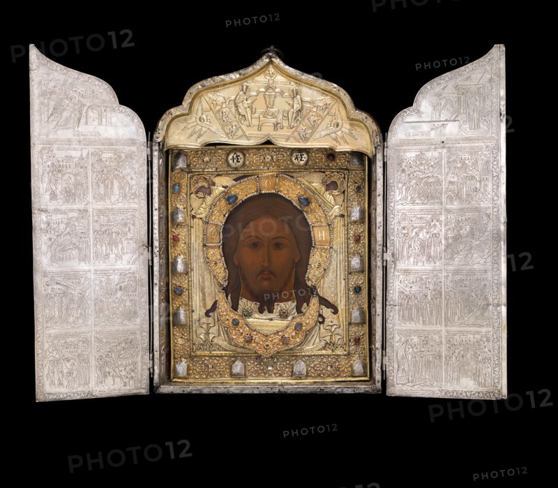 Triptych with the Mandylion, 1637. Creator: Kremlin Armory Workshops.