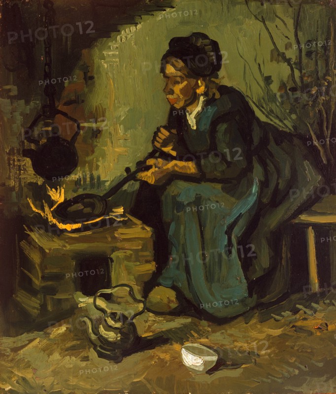 Peasant Woman Cooking by a Fireplace, 1885. Creator: Vincent van Gogh.