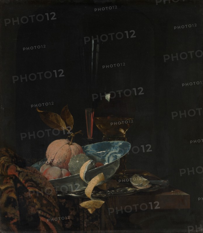 Still Life with Fruit, Glassware, and a Wanli Bowl, 1659. Creator: Willem Kalf.