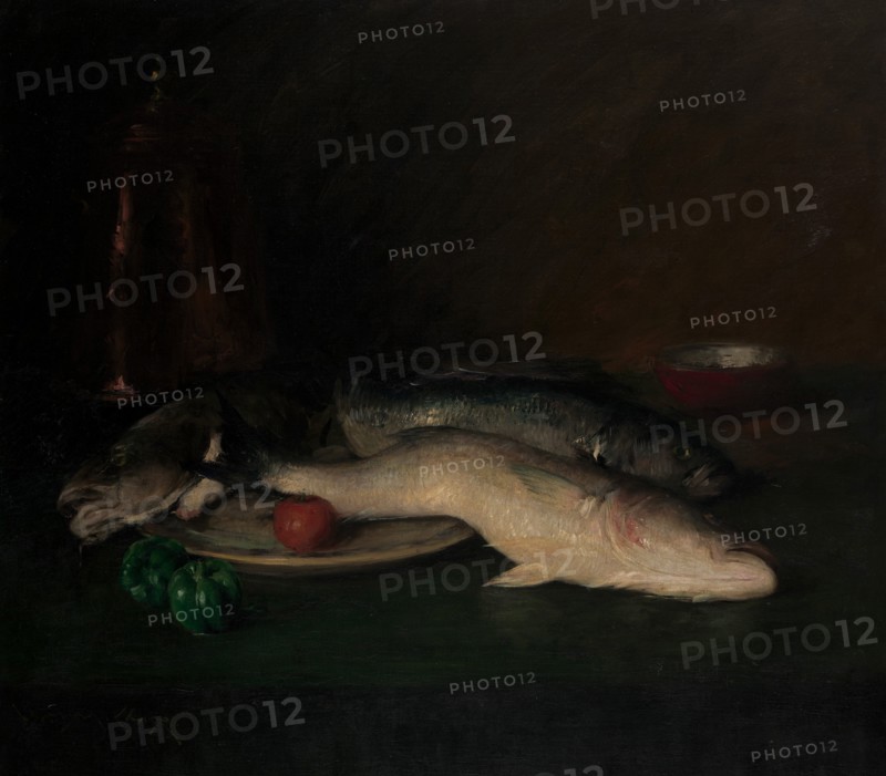 Still Life: Fish, by 1908. Creator: William Merritt Chase.