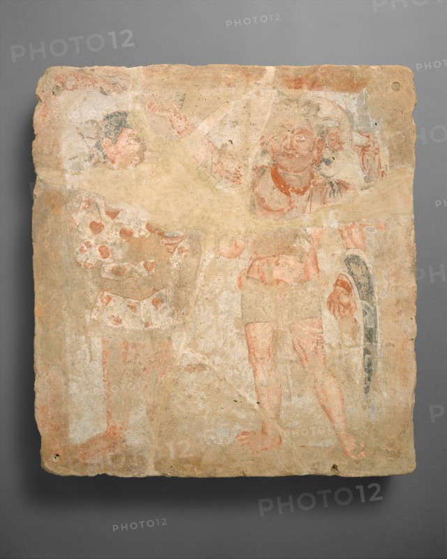 Panel with the god Shiva/Oesho and worshiper, ca. 3rd century A.D.. Creator: Unknown.