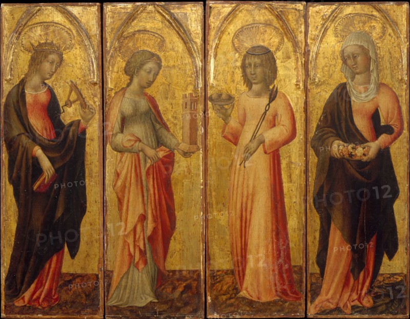 Saints Catherine of Alexandria, Barbara, Agatha, and Margaret, ca. 1470. Creator: Giovanni di Paolo.