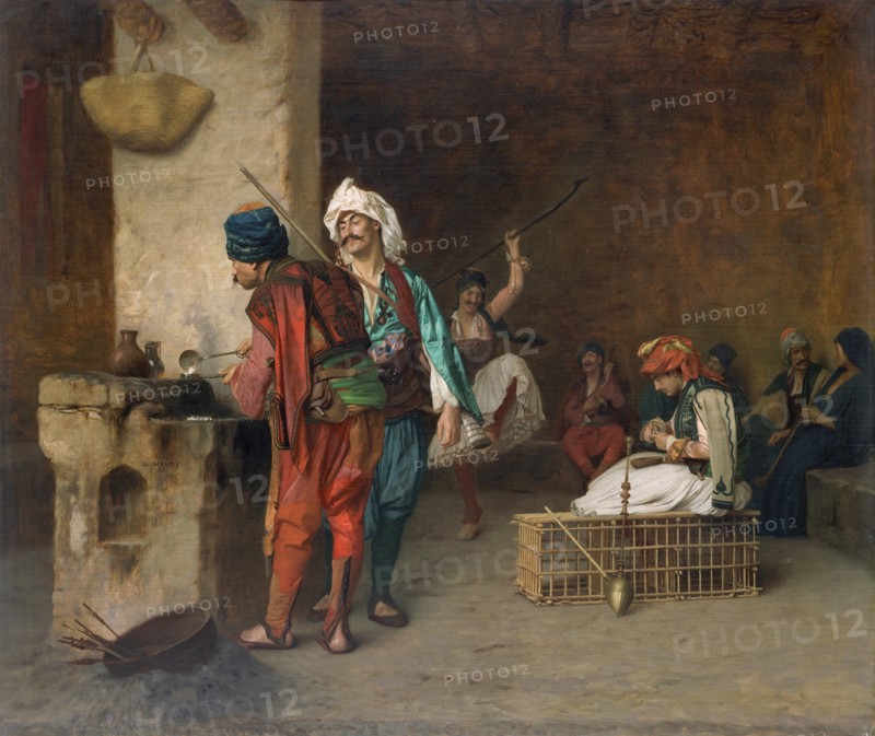 Cafe House, Cairo (Casting Bullets), 1884 or earlier. Creator: Jean-Leon Gerome.