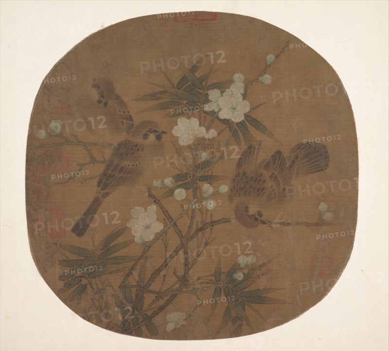Sparrows, plum blossoms, and bamboo, late 12th century. Creator: Unknown.