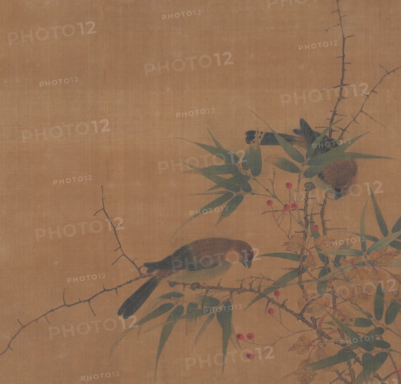 Bamboo Branch with Berries and Birds, 17th century. Creator: Unknown.