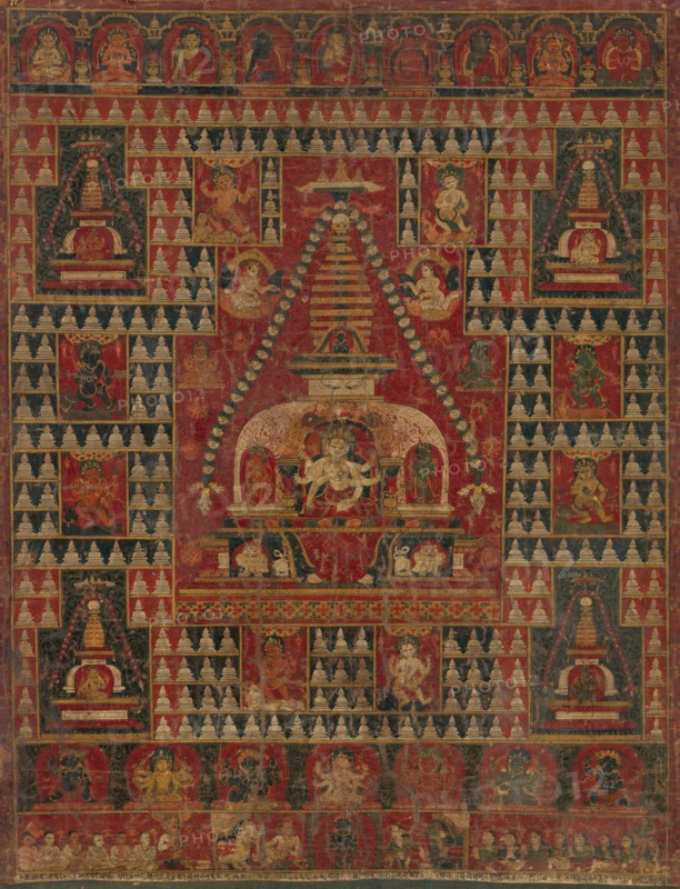 Ushnishavijaya Enthroned in the Womb of a Stupa, dated 1510-19. Creator: Unknown.