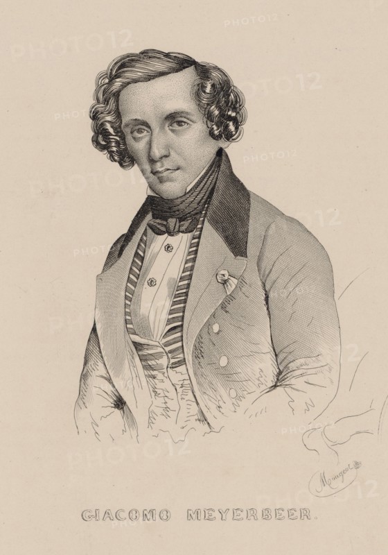 Portrait of the composer Giacomo Meyerbeer (1791-1864), 1836. Creator: Alophe, Marie-Alexandre Menut (1812-1883).