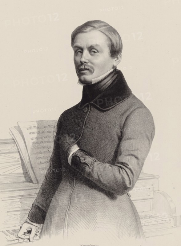 Portrait of the organist and composer Hippolyte Monpou (1804-1841) , 1841. Creator: Alophe, Marie-Alexandre Menut (1812-1883).