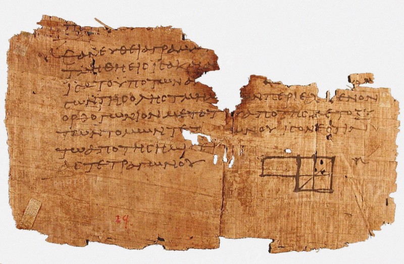 Papyrus Oxyrhynchus 29, with a fragment of Euclid's Elements, Between 75 and 125 AD. Creator: Historic Object.