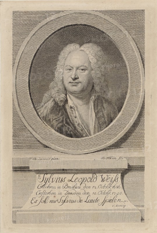 Portrait of Sylvius Leopold Weiss (1686-1750), 1750. Creator: Denner, Balthasar (1685-1749).