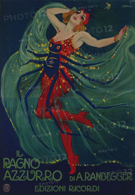 Il Ragno Azzurro (The Blue Spider) by Alberto Iginio Randegger , 1916. Creator: Metlicovitz, Leopoldo (1868-1944).