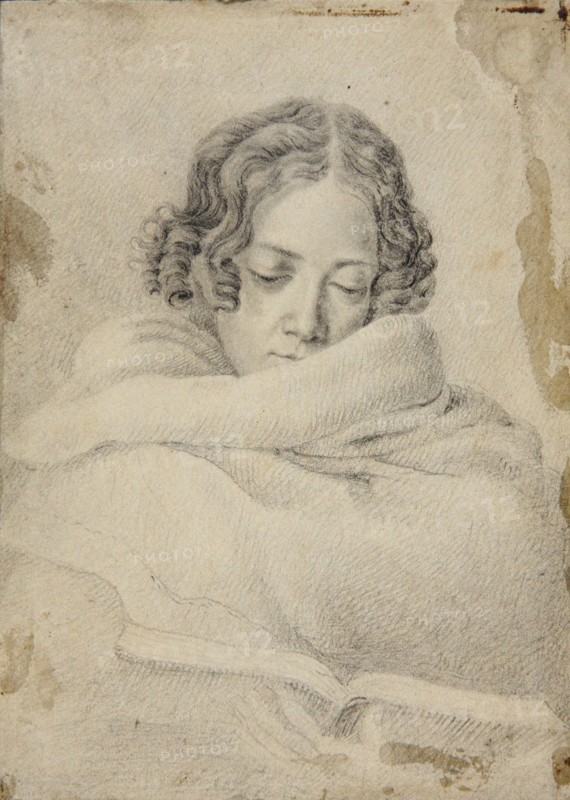 Portrait of the writer Bettine von Arnim (1785-1859), née Brentano, ca 1809. Creator: Grimm, Ludwig Emil (1790-1863).