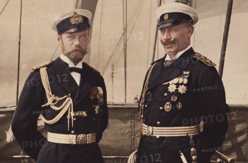 Tsar Nicholas II and Kaiser Wilhelm II in Björkö, 1905. Creator: Anonymous.