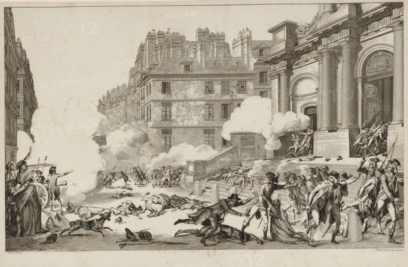 13 Vendémiaire. Napoleon Bonaparte's quelling of the Royalist revolt ... in Paris, 1797. Creator: Helman, Isidore Stanislas (1743-1806/9).