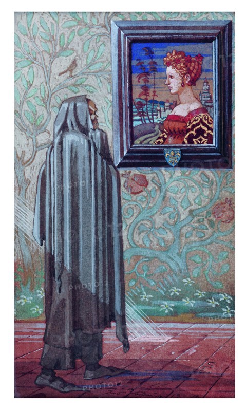 The Girl and the Death, 1916. Creator: Schnug, Léo (1878-1933).