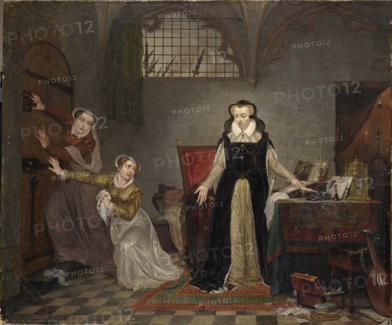 The last hours of Mary Stuart, Queen of Scots, before 1819. Creator: Van Bree, Philippe-Jacques (1786-1871).