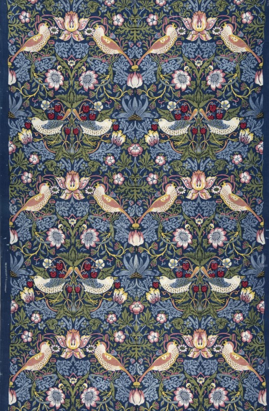 Strawberry Thief. Decorative fabric, 1883. Creator: Morris, William (1834-1896).