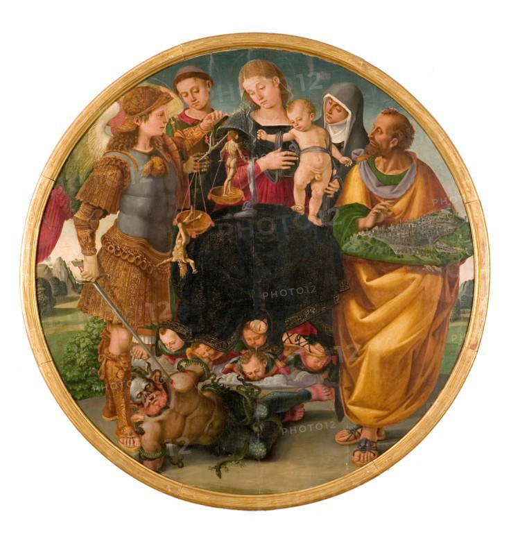Madonna and Child between Saints (Tondo Signorelli), 1510-1515. Creator: Signorelli, Luca (ca 1441-1523).