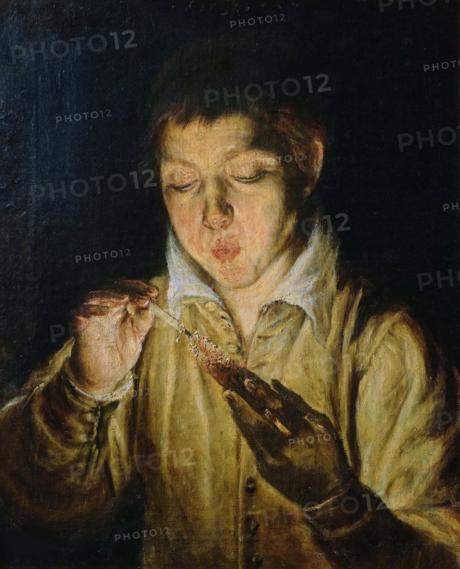 El Soplón (Boy Blowing on a Taper), ca 1571-1572. Creator: El Greco, Dominico (1541-1614).