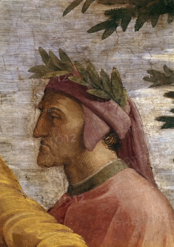 Disputa. Detail: Dante Alighieri (Fresco in Stanza della Segnatura), ca 1510-1511. Creator: Raphael (Raffaello Sanzio da Urbino) (1483-1520).