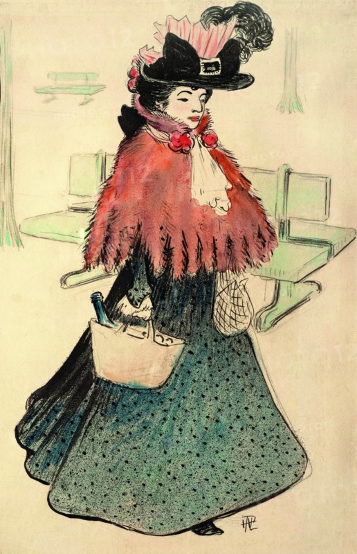 The Beautiful Jewess Goes Shopping. Le Rire magazine, 1896. Creator: Hermann-Paul, René Georges (1864-1940).