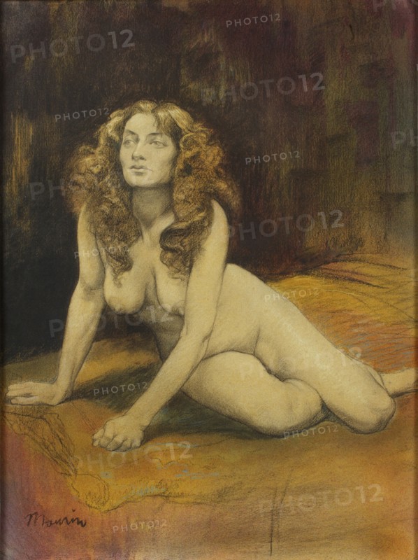 Lying Female Nude , c. 1895. Creator: Maurin, Charles (1856-1914).