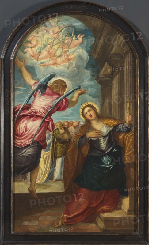 The Angel foretelling Saint Catherine of Alexandria of her martyrdom, 1570s. Creator: Tintoretto, Jacopo (1518-1594).