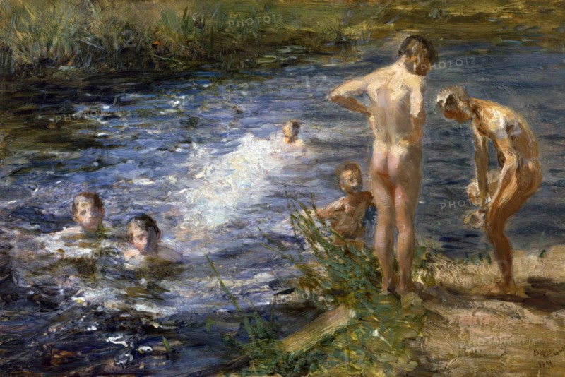 Boys at the river, 1899. Creator: Ciardi, Beppe (Giuseppe) (1875-1932).