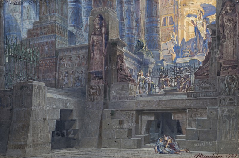 Set design for the Opera Aida by Giuseppe Verdi, 1923. Creator: Parravicini, Angelo (1868-1925).