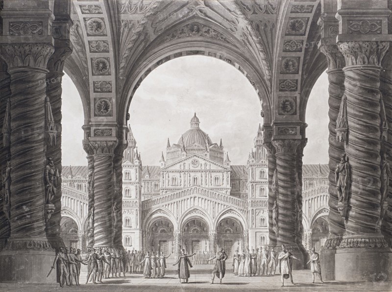 Stage design for the Opera seria "I due Valdomiri" by Peter Winter. Teatro alla Scala, 1818. Creator: Sanquirico, Alessandro (1777-1849).