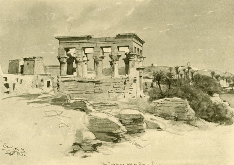 The Temple of Isis and Kiosk of Trajan on the Island of Philae, Egypt, 1898.  Creator: Christian Wilhelm Allers.
