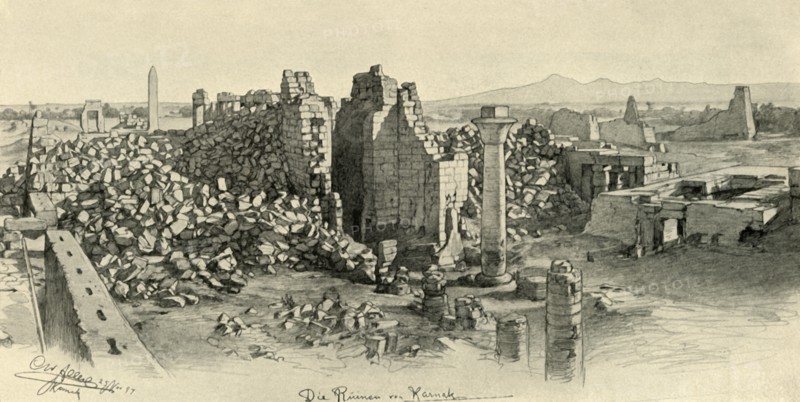 Ruined temples at Karnak, Egypt, 1898. Creator: Christian Wilhelm Allers.