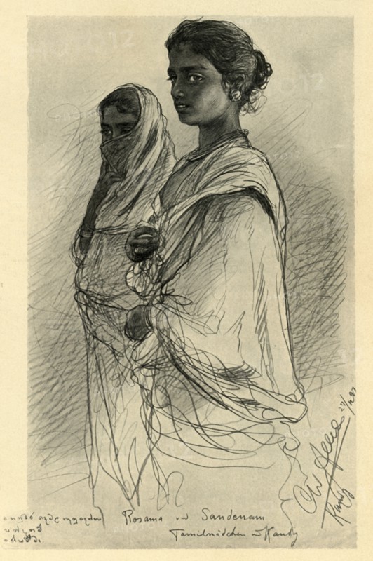 Rosama and Sandenam, Tamil girls, Kandy, Ceylon, 1898. Creator: Christian Wilhelm Allers.