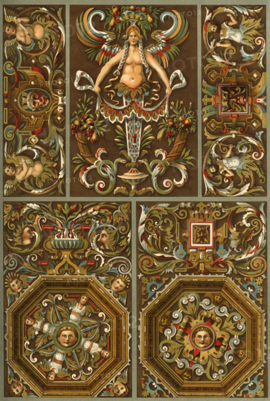 German Renaissance painted plaster ornament, (1898). Creator: Unknown.
