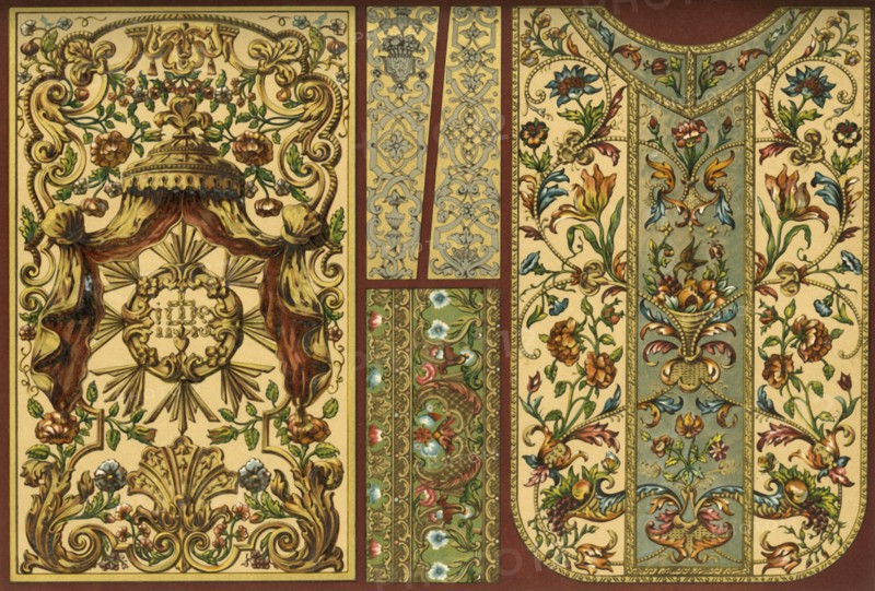 Embroidery, leather tapestry, goldsmith's work, 17th, 18th and 19th centuries, (1898). Creator: Unknown.