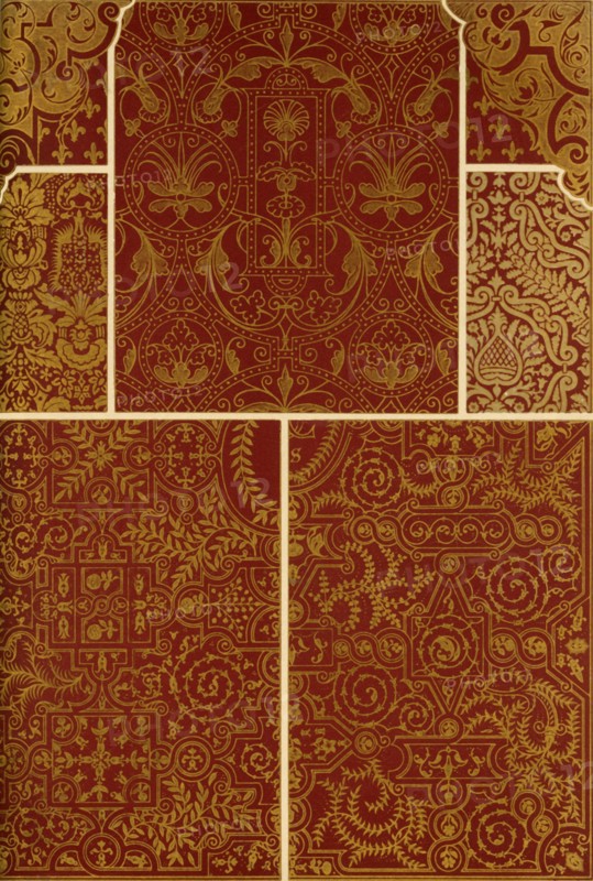 French Renaissance weaving, embroidery and book covers, (1898). Creator: Unknown.