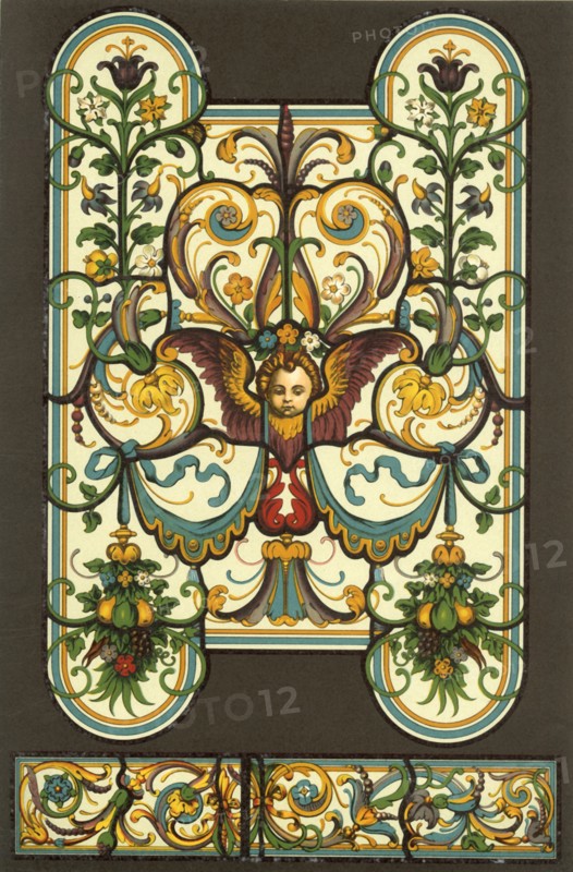 German Renaissance stained glass painting, (1898). Creator: Unknown.