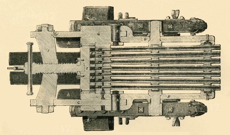 'Sectional Plan of French Mitrailleuse', c1872. Creator: Unknown.