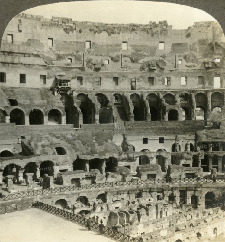'Stupendous interior of the Colosseum, with dens of wild beasts, Rome', c1909. Creator: Unknown.