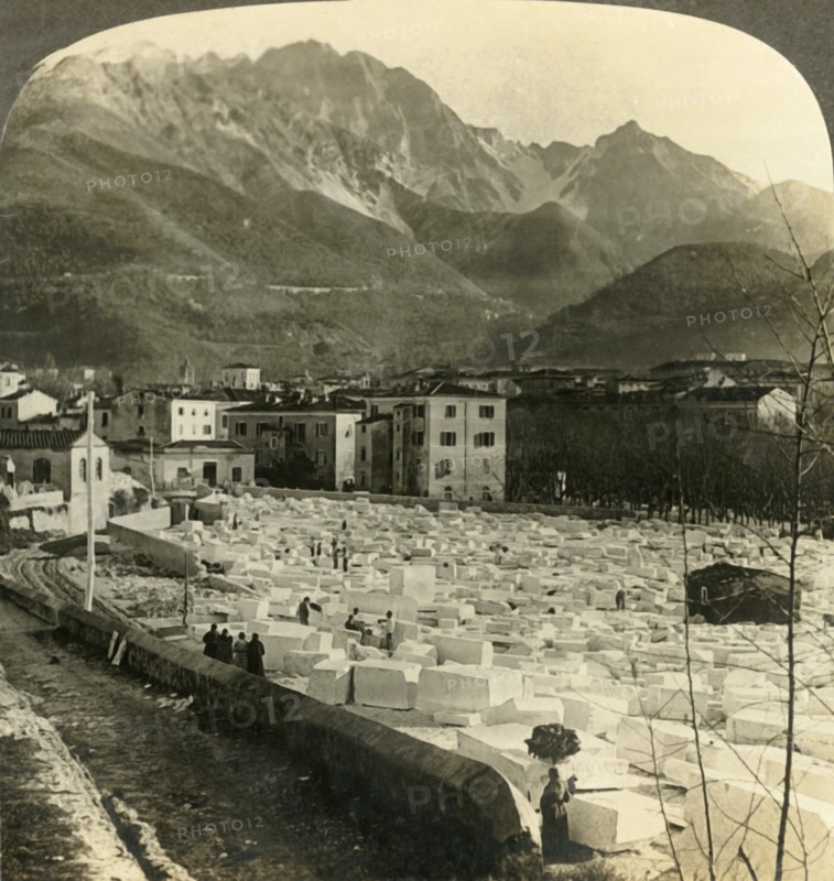 marbre blocks for the finest sculptures at Carrara, Italy', c1909. Creator: Unknown.