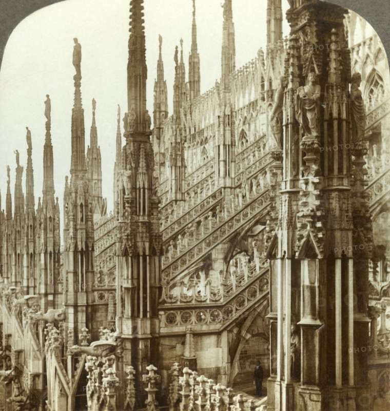 'The Cathedral of Milan - up among its myriad spires, Italy', c1909. Creator: Unknown.