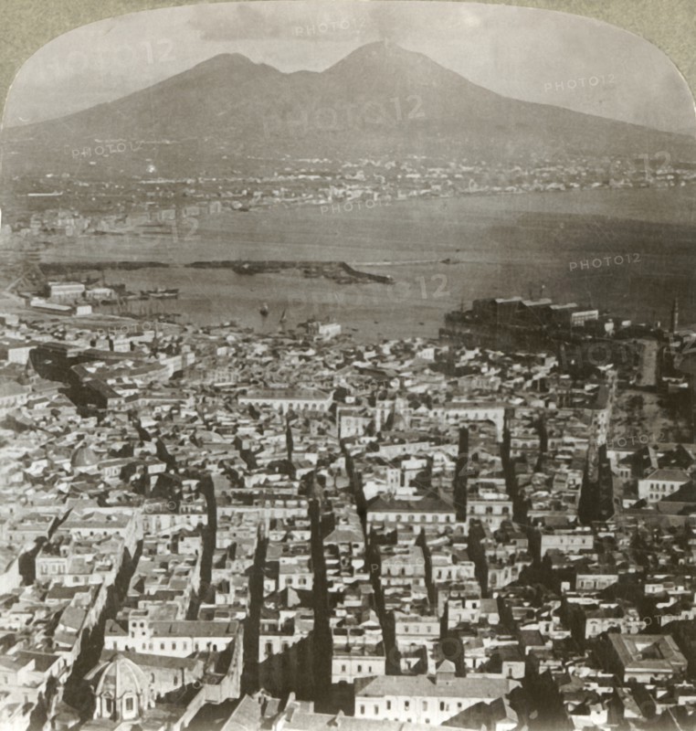 'Bird's-eye view (east) of Naples and Vesuvius', c1909. Creator: Unknown.