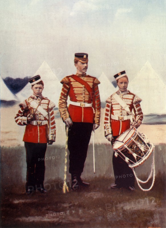 'Drum-Major and Drummers, Coldstream Guards', 1900. Creator: Gregory & Co.