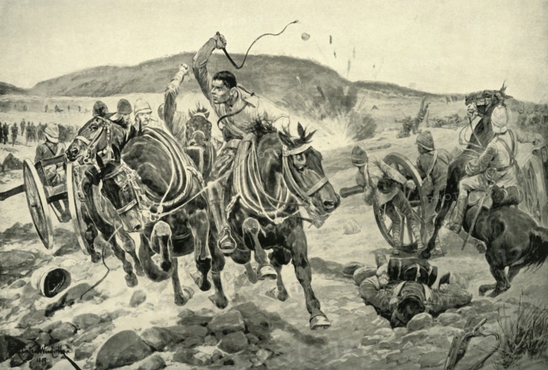 'Before Ladysmith - Horse Artillery Galloping to Take Up a New Position', 1900. Creator: Richard Caton Woodville II.