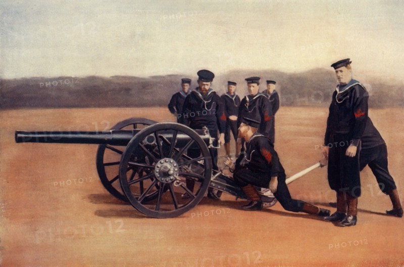'Sighting A Naval Field Gun', 1900. Creator: Gregory & Co.