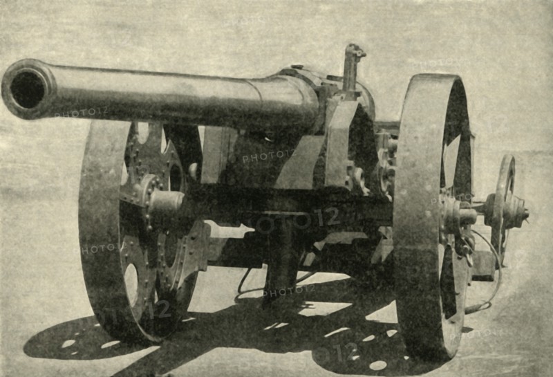 'Types of Arms - 4.7 Naval Gun on Carriage Improvised by Capt. Percy Scott of H.M.S Terrible', 1900. Creators: Unknown, E, Kennard.